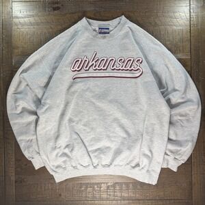 VTG Arkansas Razorbacks Crewneck Sweatshirt Size LARGE Y2K 00s HEAVYWEIGHT